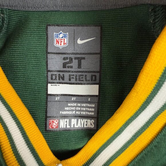 Green Bay Packers Jersey Boy's 2T Aaron Rodgers Nike On Field Home NFL Football - Picture 5 of 7